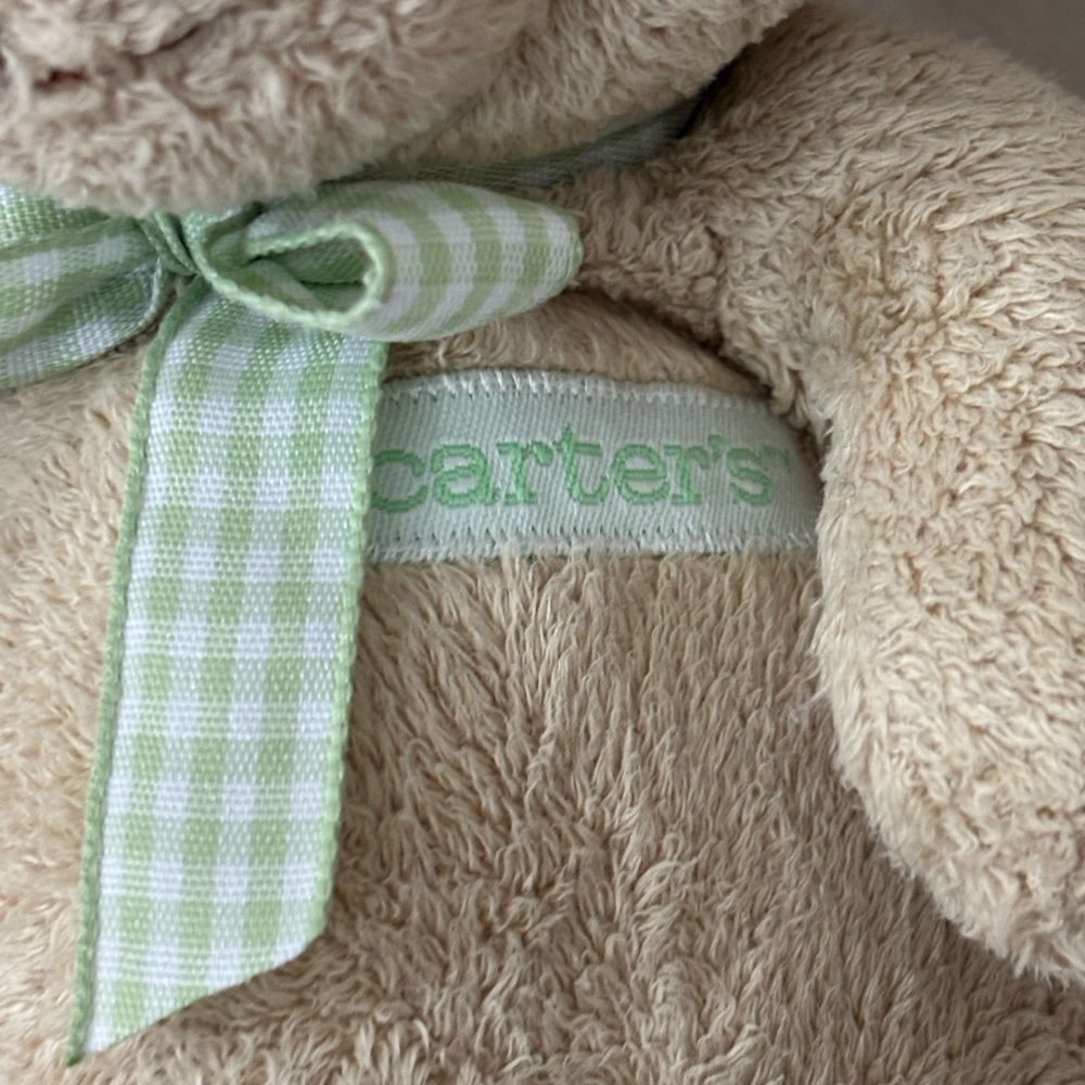 Vintage CARTERS Just One Year Plush Bear Green Bow Logo Prestige Toys Rattle - Picture 5 of 8